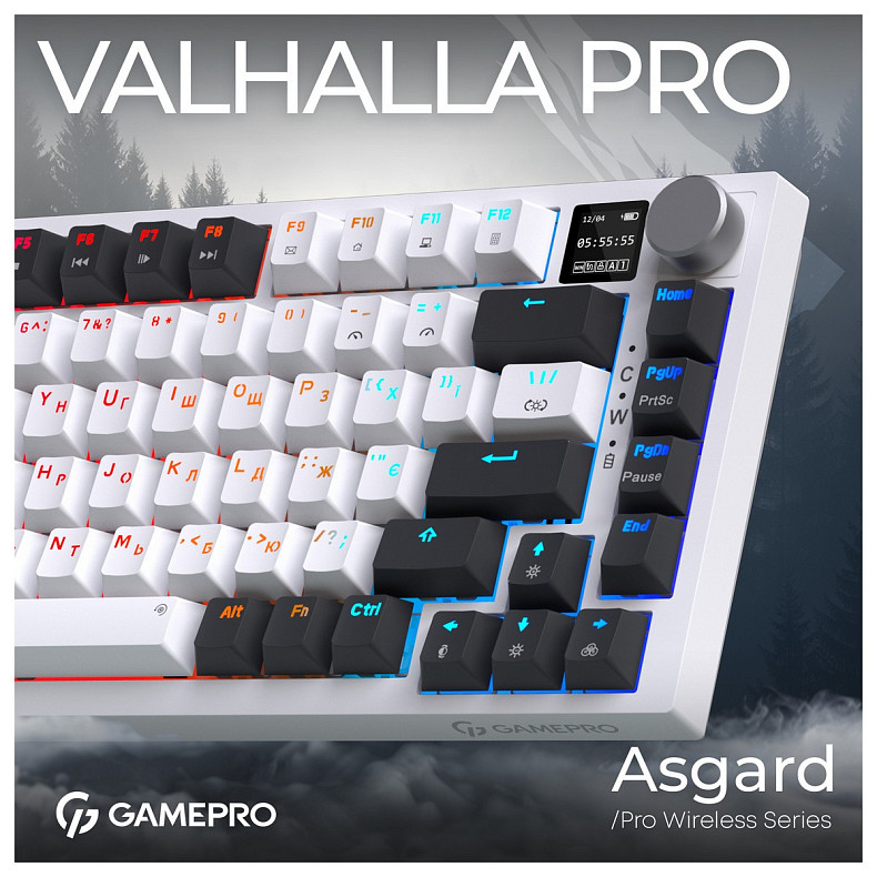 Клавіатура GamePro Asgard Valhalla QLAB Sakura Switch White With Display (MK160-W-D-QS-