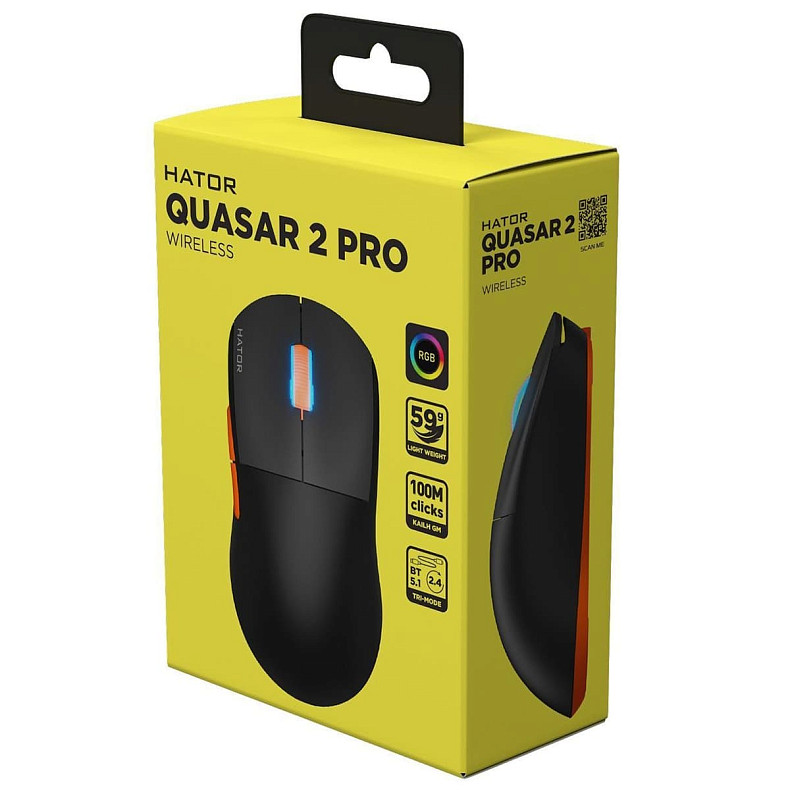 Мышь HATOR Quasar 2 PRO wireless (HTM560BO) black/orange