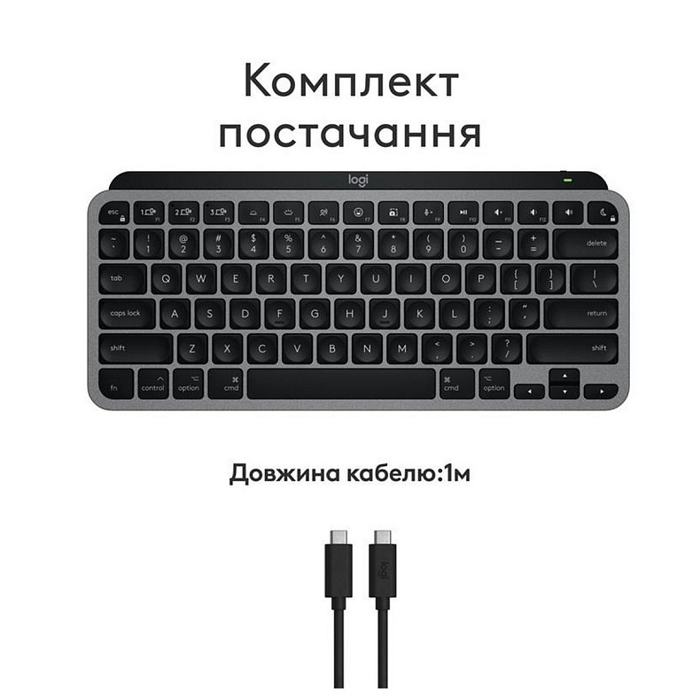 Клавиатура Logitech MX Keys Mini for Mac Minimalist Wireless Illuminated Space Gray