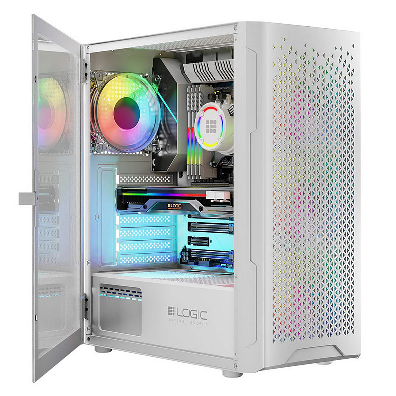 Корпус LogicConcept ARAMIS MESH+GLASS ARGB fans 4x120mm WHITE без БЖ ATX