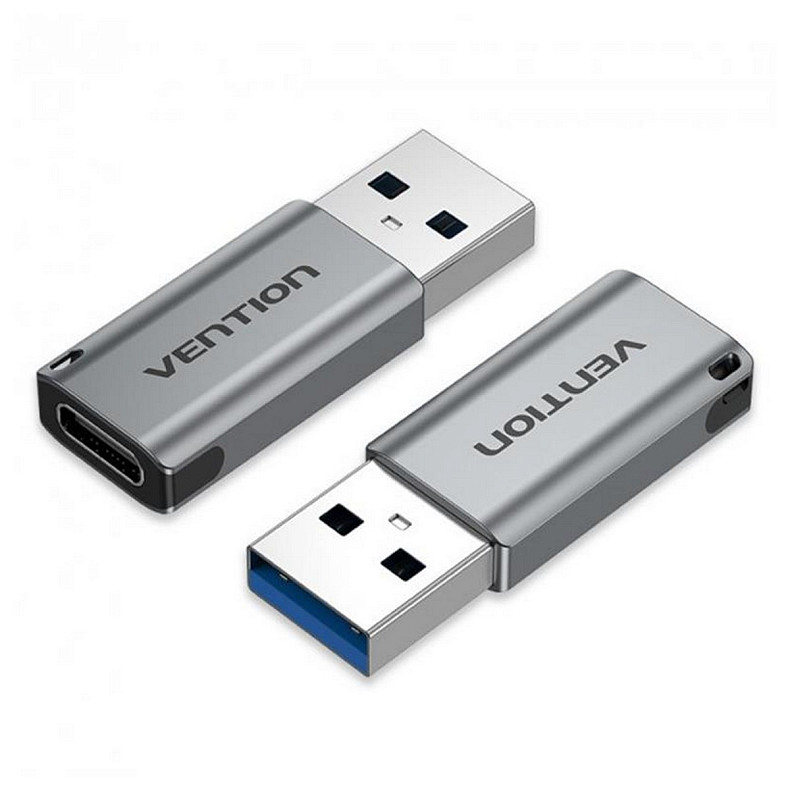 Адаптер Vention USB 3.0 AM - USB Type-C AF Gray (CDPH0)