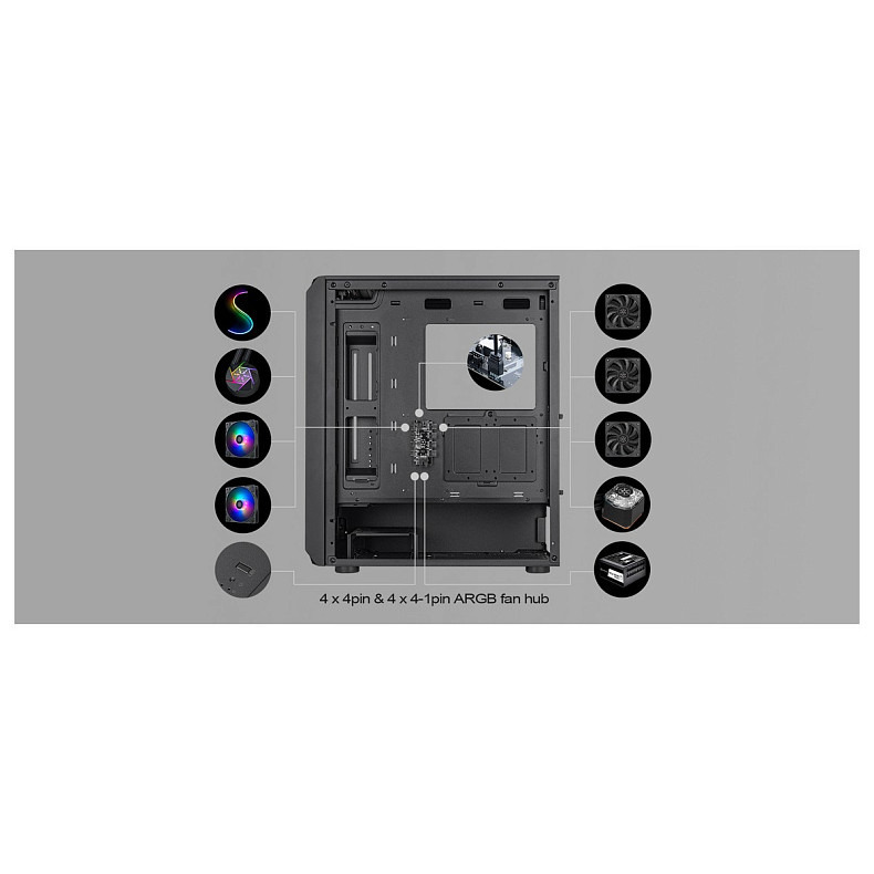 Корпус SilverStone SilverStone FARA FA511Z-BG, без БП, 2xUSB3.0, 3x120mm ARGB fan, TG Side Panel