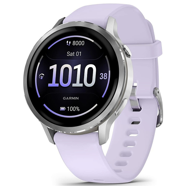Смарт-годинник GARMIN Venu 4 41 mm Silver with Periwinkle Silicone Band (010-03013-01)