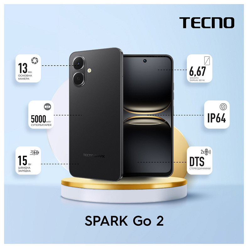Смартфон TECNO Spark Go 2 (KM4) 3/64GB Ink Black