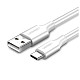 Кабель USB 2.0 AM-Type-C M, 1.5 м, 3.0A, (18W) Nickel Plating Білий, US287 UGREEN