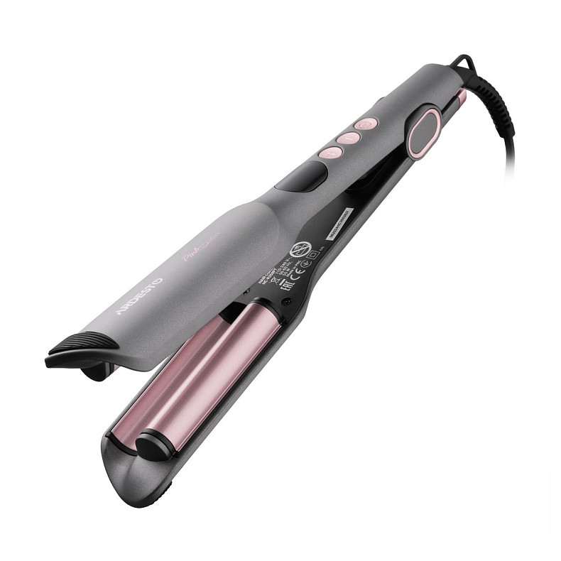 Плойка для завивки волос Ardesto Pink Touch, 55Вт, 100-200C, керамика, серый+розовый