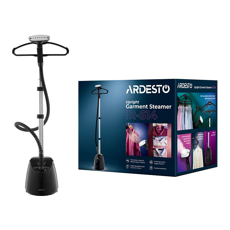 Відпарювач Ardesto вертикальний IR-S14, 1800Вт, 1400мл, вішалка, нерж. сталь, чорний