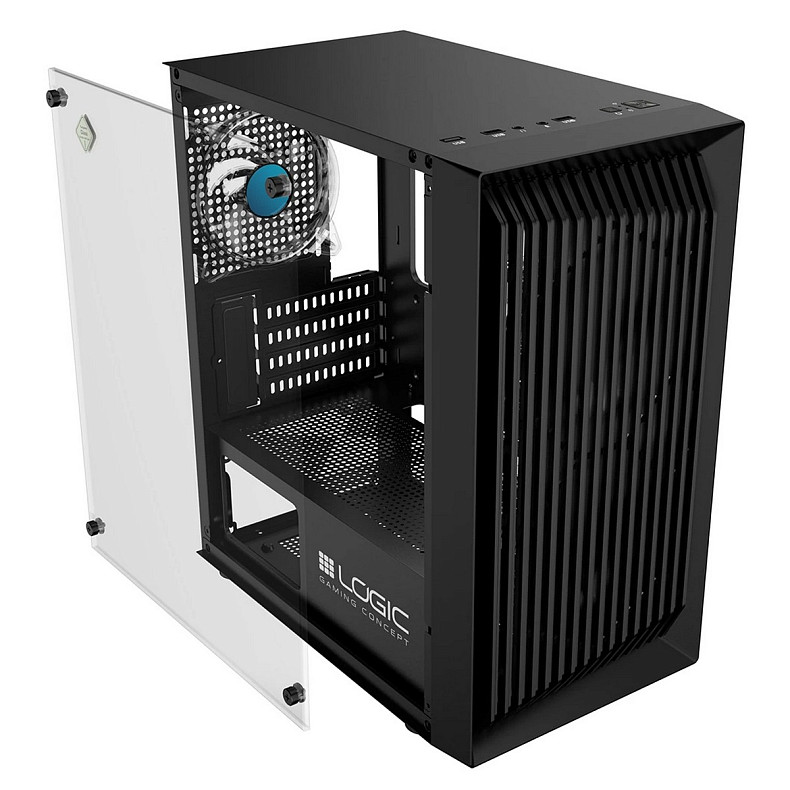 Корпус LogicConcept ATOS MESH+GLASS ARGB fans 3x120mm BLACK без БЖ mATX