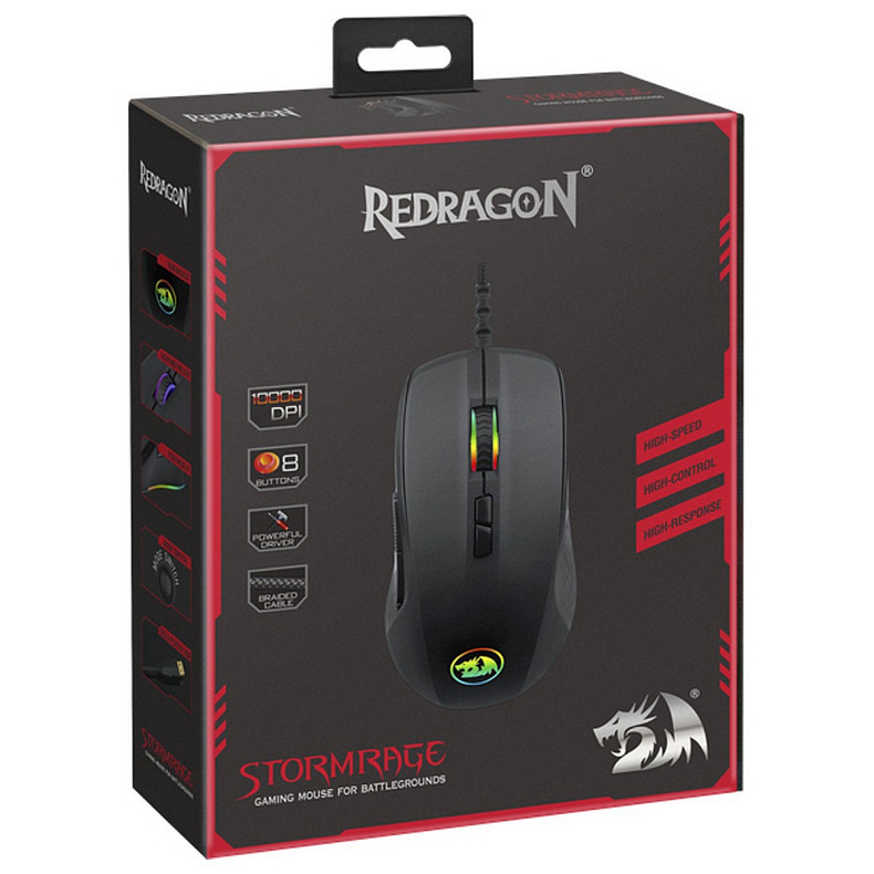 Мишка Redragon Stormrage RGB, ігрова, 10000dpi., 7кн., чорна