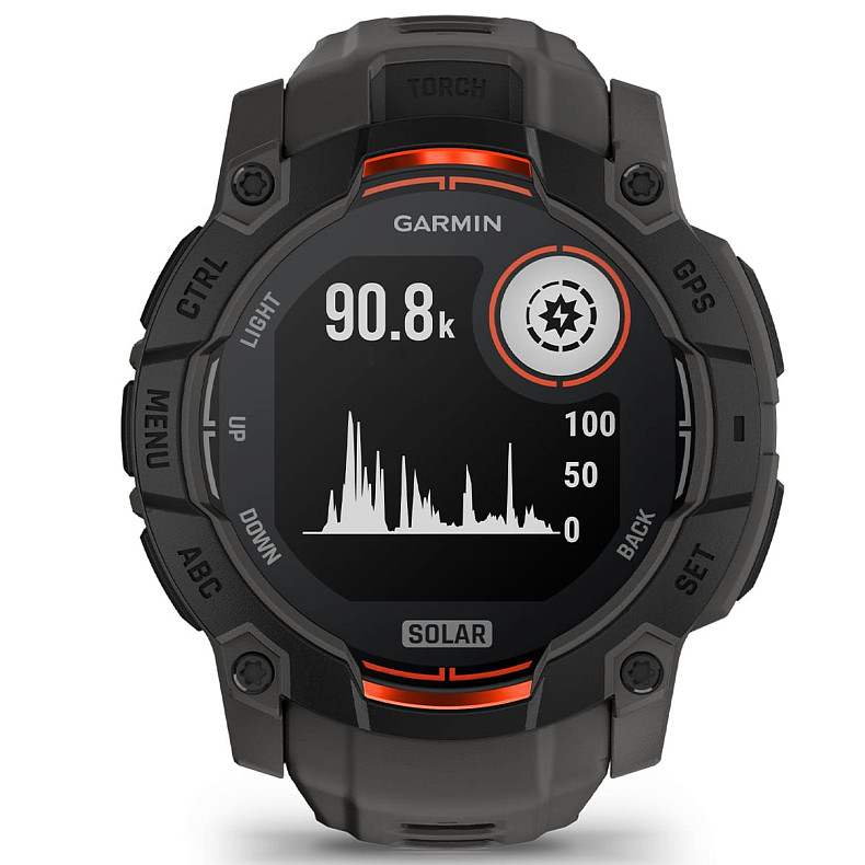 Спортивний годинник GARMIN Instinct 3 50mm Solar Black with Charcoal Silicone