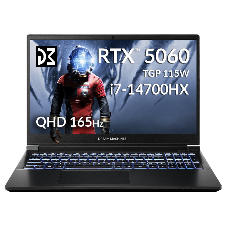Ноутбук Dream Machines RG5060-15UA21 15.6” QHD 144Hz/i7-14700HX/32GB/SSD 1TB/RTX5060/GLAN/DOS