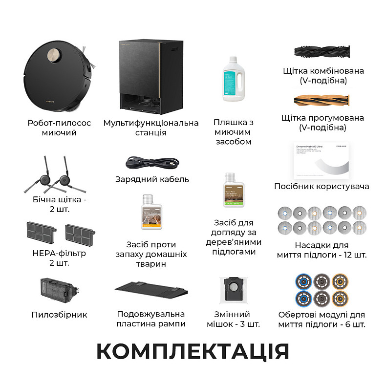 Робот-пылесос моющий Dreame Bot MatriX 10 Ultra Black