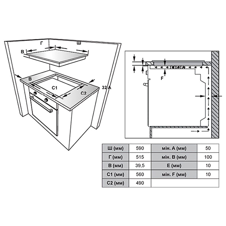 Газовая поверхность Vestfrost GBHV38C