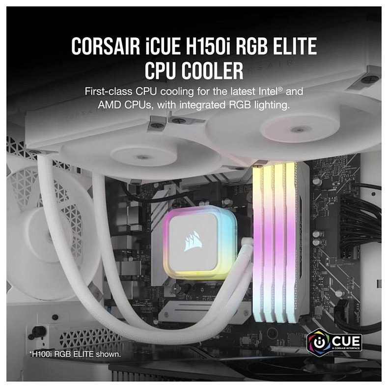 Система водяного охолодження Corsair iCUE H150i RGB Elite Liquid CPU Cooler White (CW-9060079-WW)