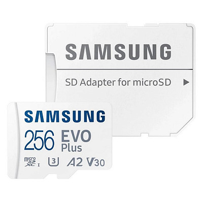 Карта памяти Samsung microSDHC 256GB C10 UHS-I R100MB/s Evo Plus + SD