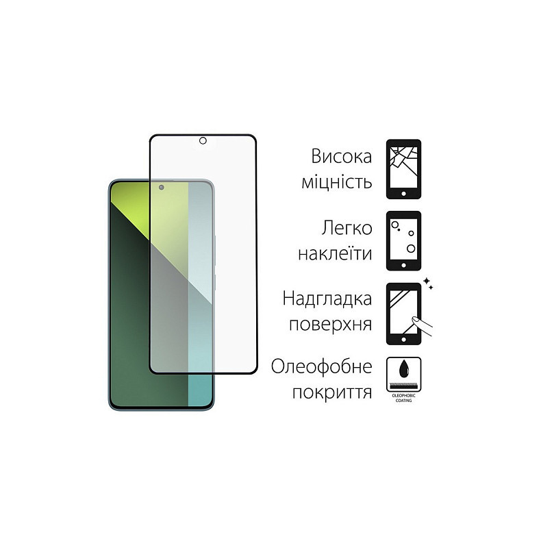 Защитное стекло Dengos для Xiaomi Redmi Note 13 5G Black Full Glue (DG-TGSCP-02)