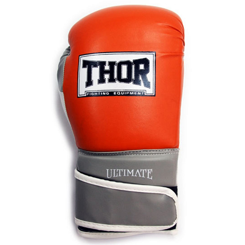 Перчатки боксерские THOR ULTIMATE 14oz /PU /оранжево-бело-серые