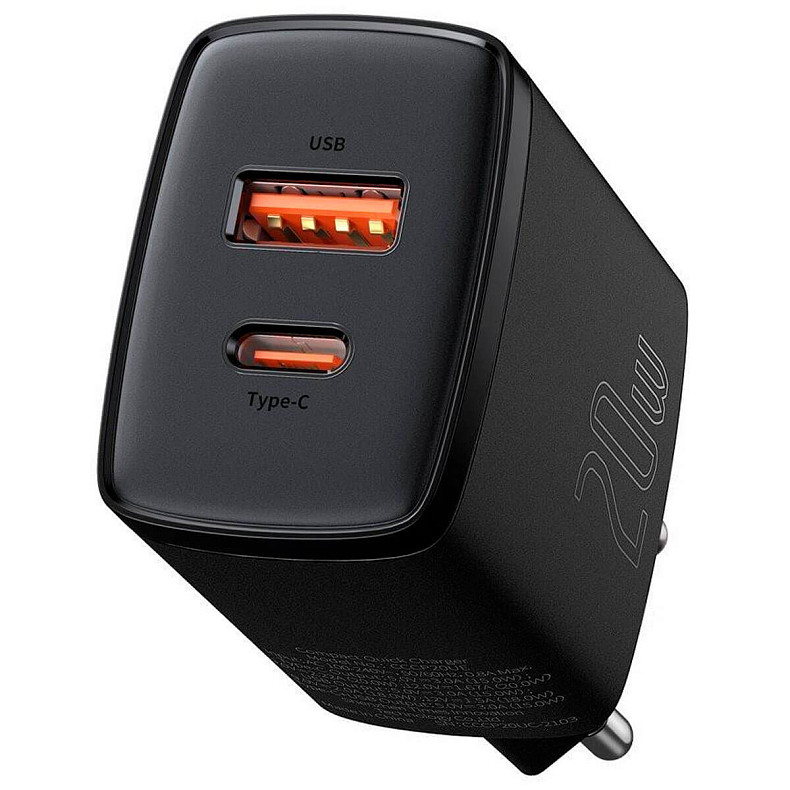 Сетевое зарядное устройство Baseus Compact Quick Charger U+C 20W EU Black (CCXJ-B01)