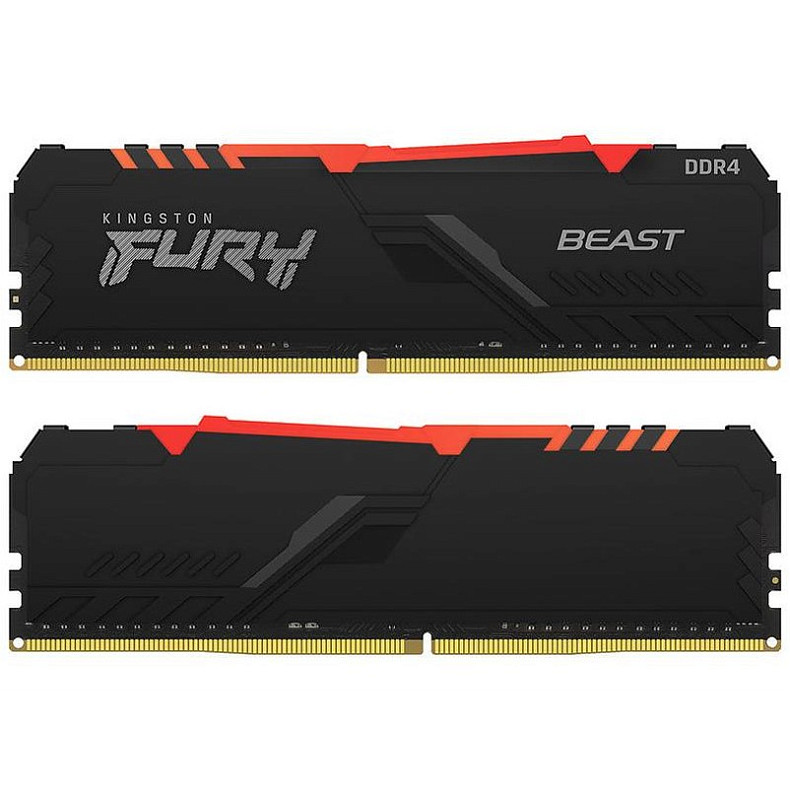 ОЗП Kingston Fury Beast RGB Blac DDR4 2x16GB 3600k MHz (KF436C18BBAK2 32)