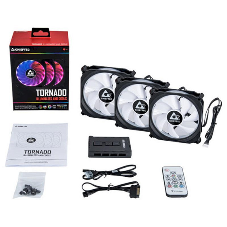 Набор вентиляторов Chieftec Tornado RGB 3in1 (CF-3012-RGB), 120x120x25, 6pin