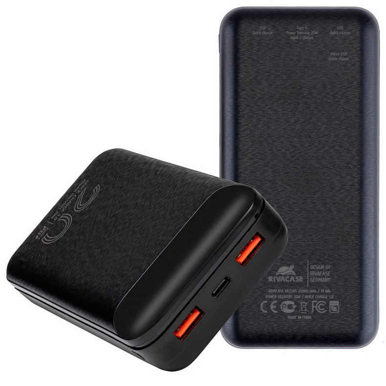 Универсальная мобильная батарея Rivacase Rivapower 20000 mAh Black