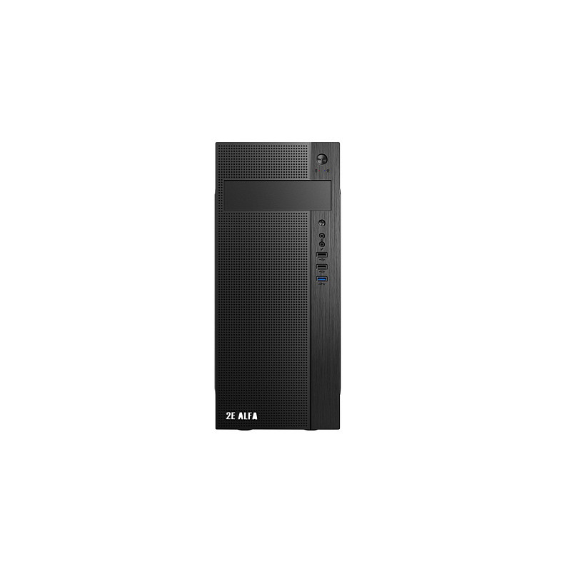 Корпус 2E Alfa E185-400, с БП 2E ATX400W, 1xUSB3.0, 2xUSB2.0, Perforated Side, ATX, черный
