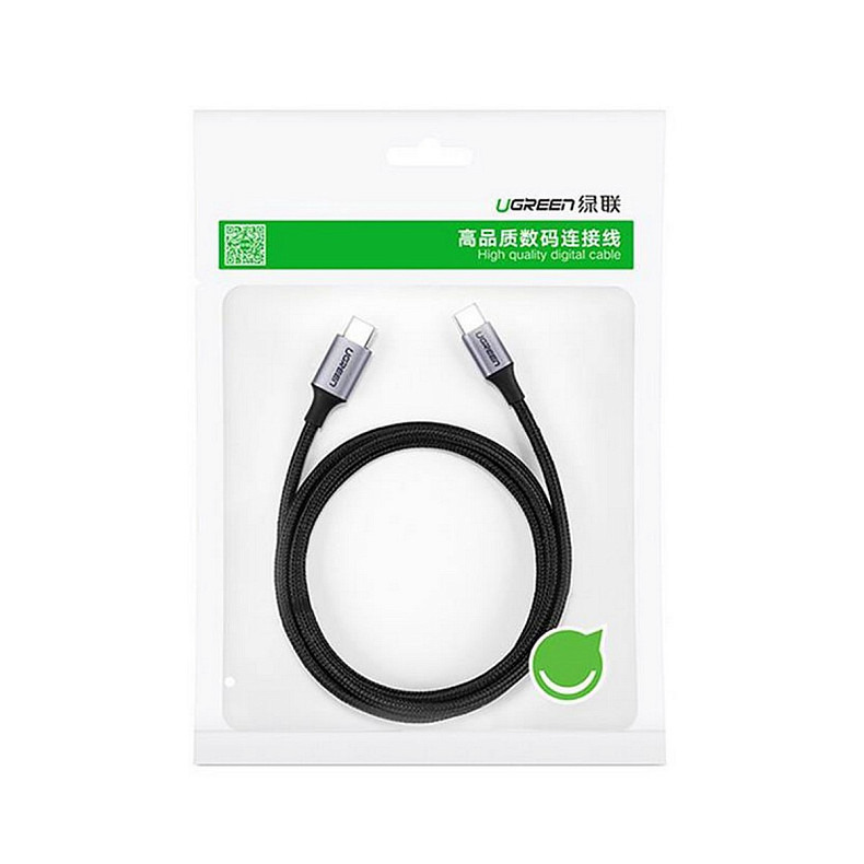 Кабель USB 2.0 Type-C M-M, 2 м, (18W) Чорний, Round Cable Nickel Plating Aluminum Shell US261 UGREEN