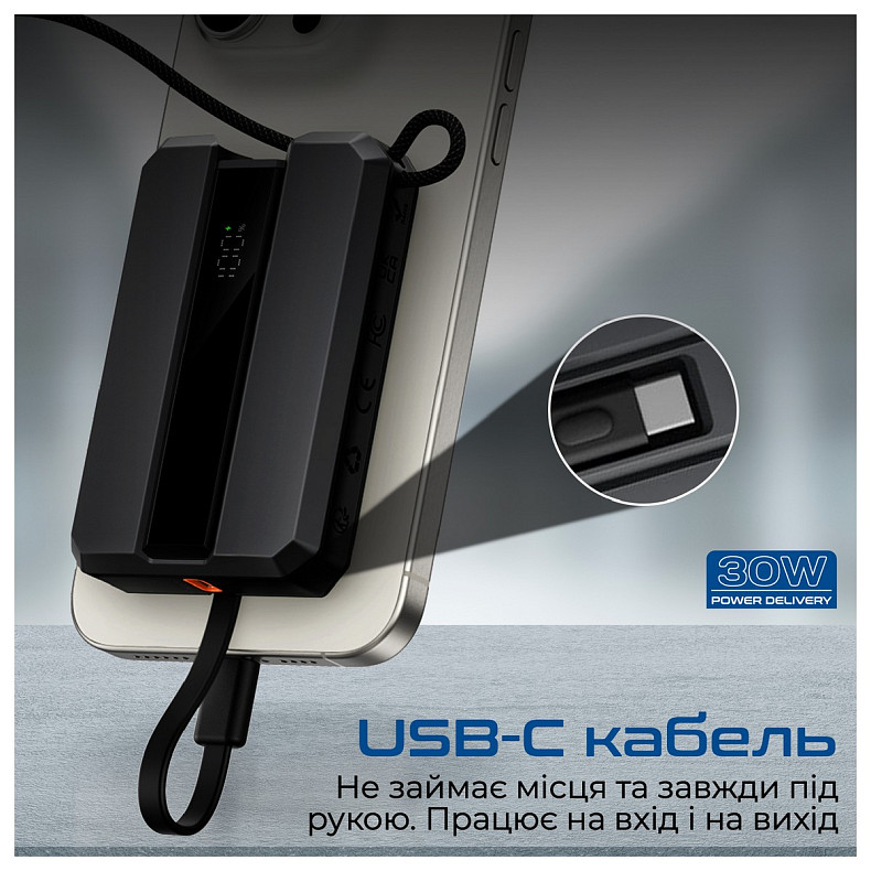 Универсальная мобильная батарея Promate Neo-10 10000mAh 30W Black (neo-10.black)