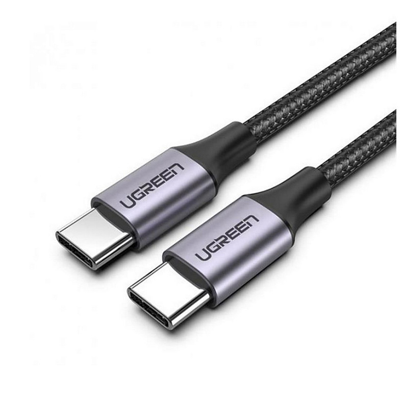 Кабель USB 2.0 Type-C M-M, 2 м, (18W) Чорний, Round Cable Nickel Plating Aluminum Shell US261 UGREEN