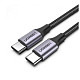 Кабель USB 2.0 Type-C M-M, 2 м, (18W) Чорний, Round Cable Nickel Plating Aluminum Shell US261 UGREEN