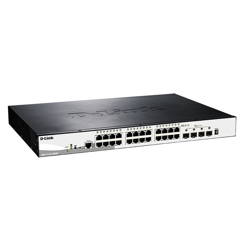 Комутатор D-Link DGS-1510-28XMP 24xGE PoE, 4xSFP+, SmartPro