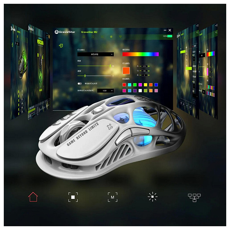 Миша GravaStar Mercury M1 Pro, BT/WL/USB-A, RGB, чорно-білий