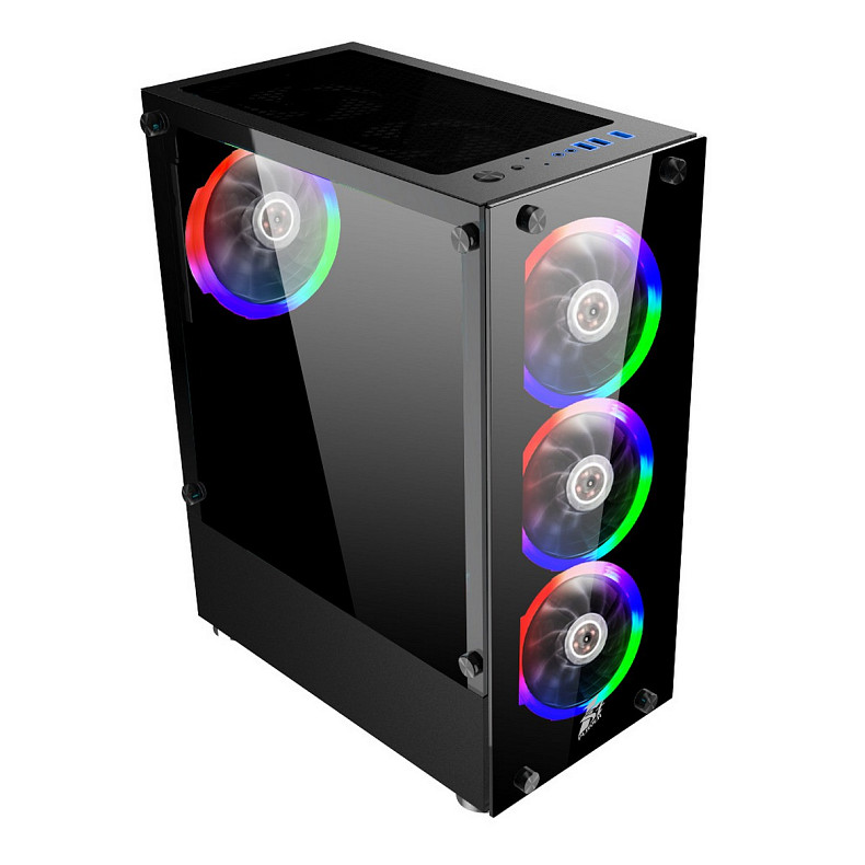 Корпус 1stPlayer V2-A-BK-4F1 Black без БП