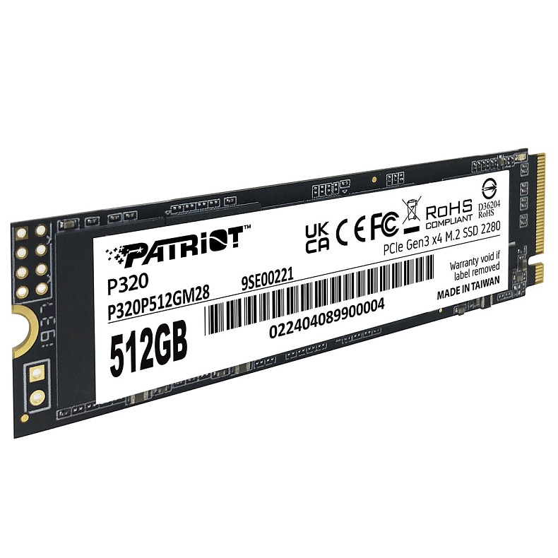 SSD диск 512GB Patriot P320 M.2 2280 PCIe 3.0 x4 NVMe TLC (P320P512GM28)