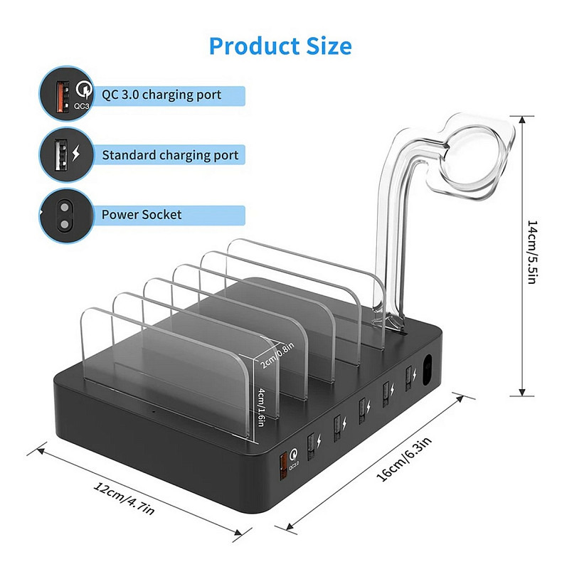 Зарядное устройство Choetech 6xUSB 68W Charing Station (6хUSB-A) 2xMicroUSB,2xLighting,2xUCB-C