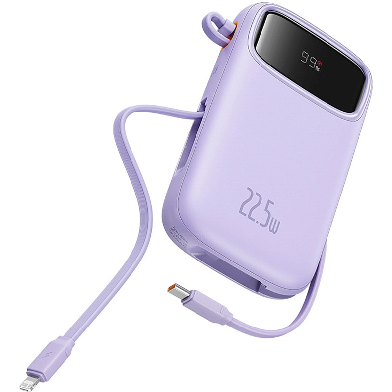 УМБ Baseus 20000mAh Qpow2 22.5W PD,QC3.0 USB-A, USB-C In/Out, with USB-C/Lightning cable,Purple