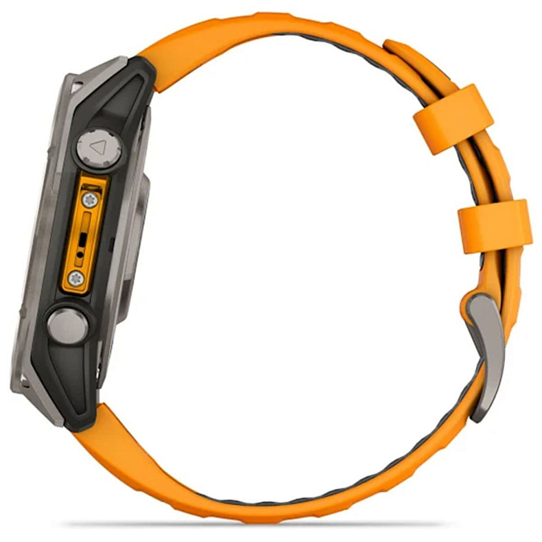 Спортивные часы GARMIN Fenix 8 47mm AMOLED Sapphire Graphite DLC Titanium with Spark Orange Silicone Band