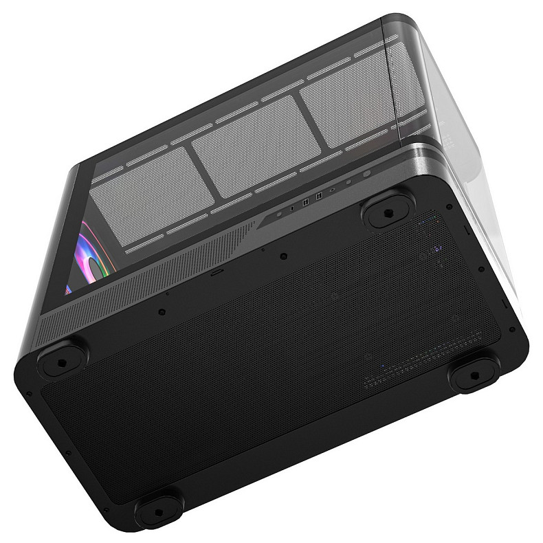 Корпус Modecom VOLCANO AQ200 ARGB MIDI FRONT LCD, 4x120mm fans BLACK без БЖ ATX