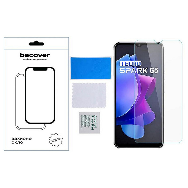 Захисне скло BeCover для Tecno Spark Go 2023 (BF7) Crystal Clear Glass 3D (709263)