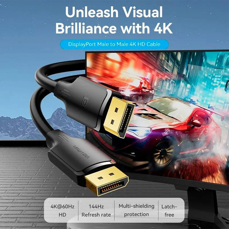 Кабель DisplayPort M-M 5.0м, V1.2, 4K 60 Гц 3D Dolby 7.1 Vention