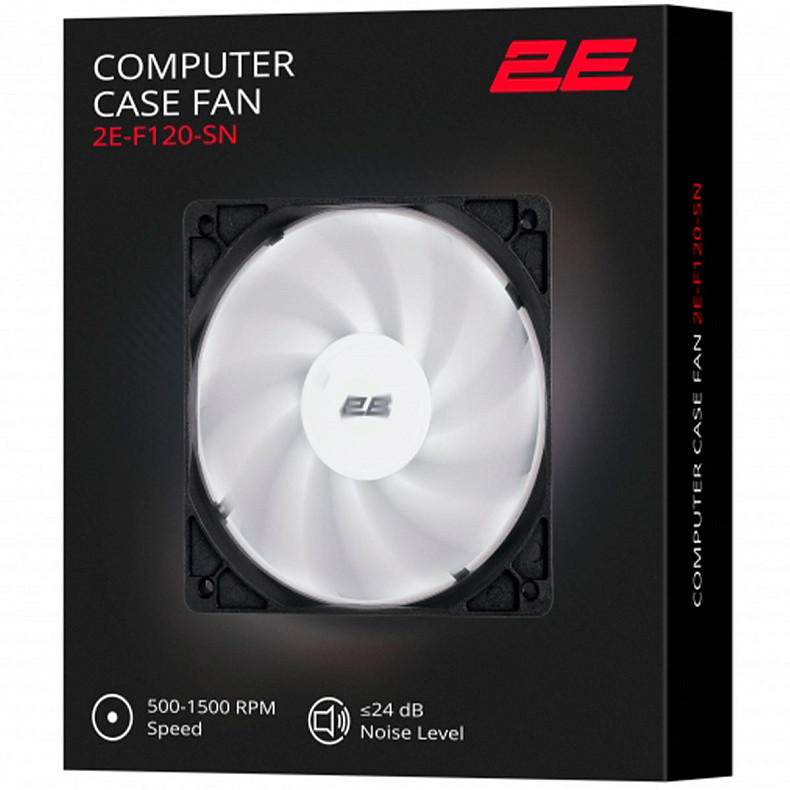 Корпусный вентилятор 2E F120-SN, 120мм, 500-1500rpm, 4pin 24dBa, черный