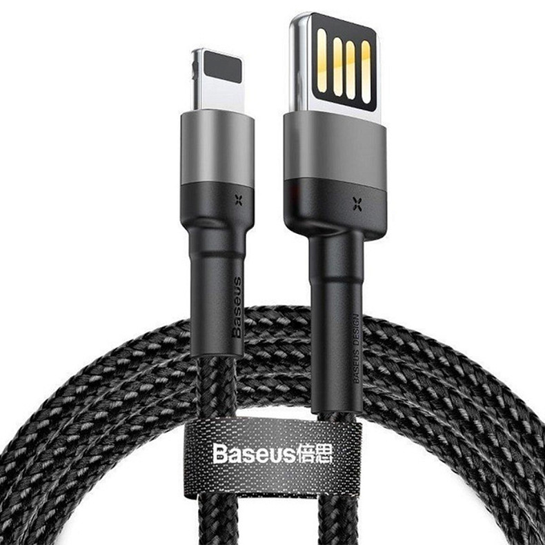 Кабель Lightning Baseus Cafule Cable special edition USB For iP 2.4A 1м Grey+Black (CALKLF-GG1)