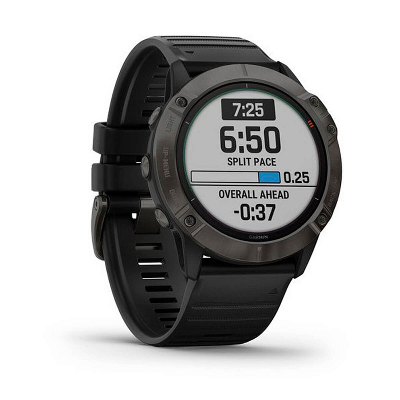 Спортивные часы Garmin Fenix 6X Pro Solar Titanium Carbon Grey DLC with Black Band