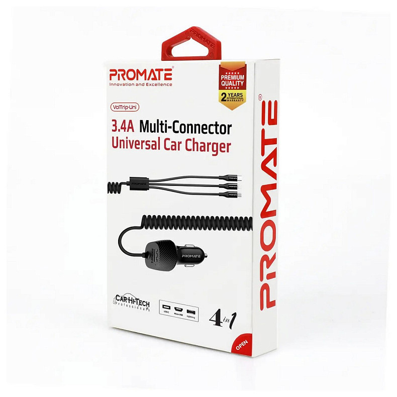 Автомобильное зарядное устройство Promate Voltrip-UNI Black