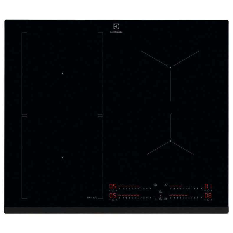 Варильна поверхня Electrolux індукційна, 60см, розширена зона, датчик кипіння, Hob2Hood, чорний