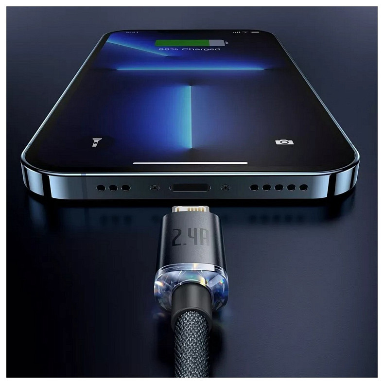 Кабель Baseus Crystal Shine USB-Lightning, 2.4A, 1.2м Blue (6932172602697)