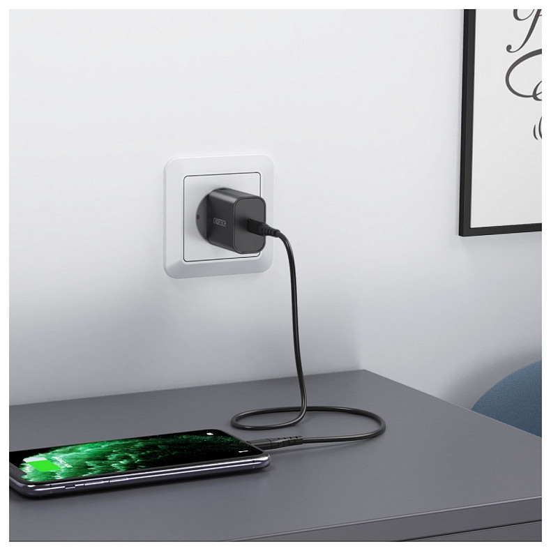 Зарядний пристрій 1xUSB 20W (1 USB-C) PD matte wall charger чорний Choetech