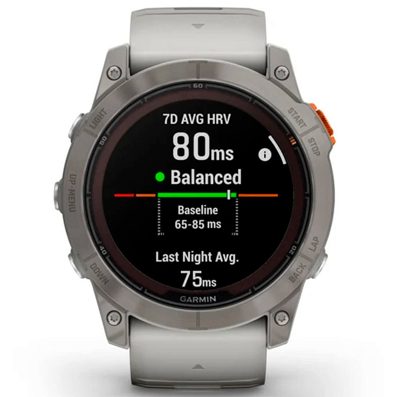 Спортивний годинник GARMIN Fenix 7X Pro Sapphire Solar Titanium with Grey/Orange Band