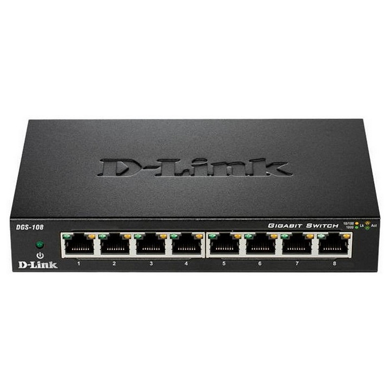 Коммутатор D-Link DGS-108 8xGE, Неуправляемый