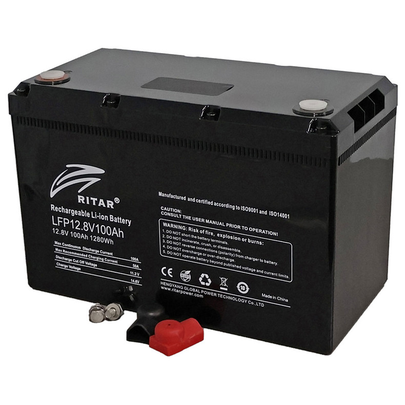 Акумуляторна батарея літієва Ritar 12 В 100 Aгод, LiFePo4